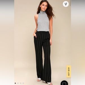 Lulu’s black and white striped wide leg pants